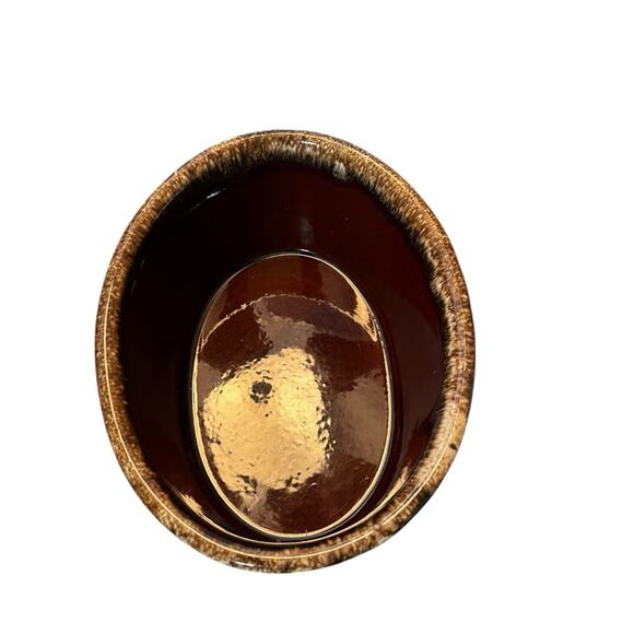 Hull Pottery Drip Glaze Casserole Dish Lid Oven Proof Brown Oval Vintage 10” - Picture 8 of 10